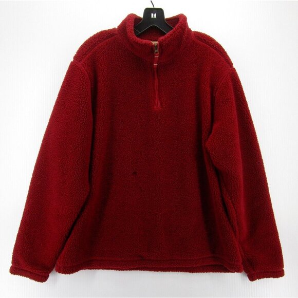 Lands End Sweatshirt Large Sherpa Fleece 1/4 Zip Pullover Outdoor * - Picture 1 of 12